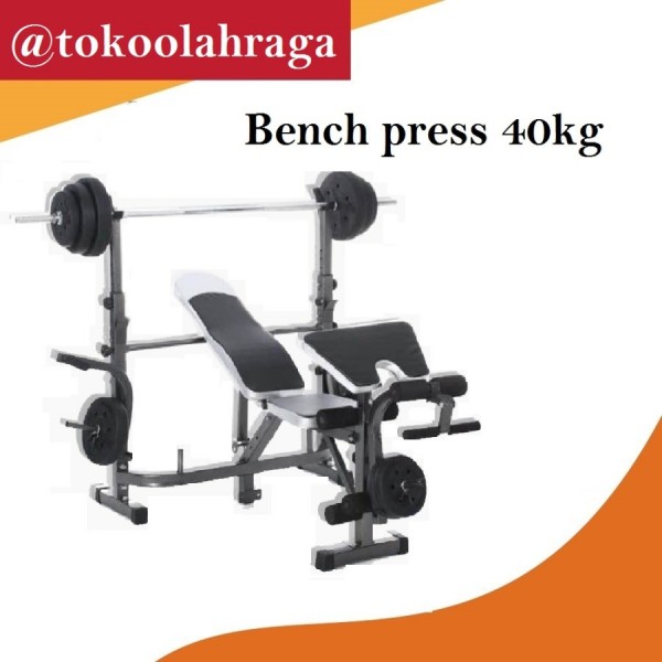 Bench press full set dengan stick dan beban 40 kg