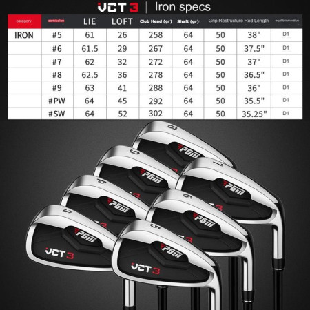 PGM TIG031 Golf Club VCT3 Iron stick Sand Pitching Wedge Carbon Shaft
