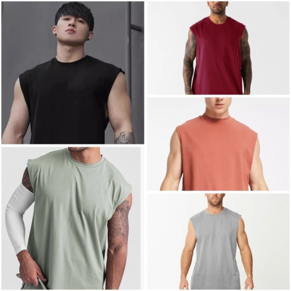 Oversized Gym Tank top Kaos Singlet Training Baju Santai Olahraga pria