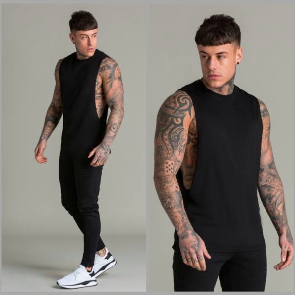 LOWCUT HITAM - Singlet Gym Fitnes Kaos Training Pria baju olahraga