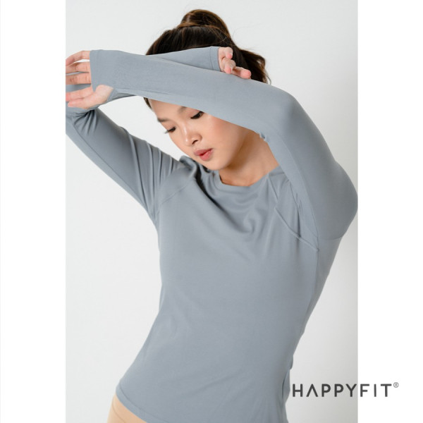 HAPPYFIT Long Sleeve Run Sports Top - Atasan Baju Olahraga Wanita