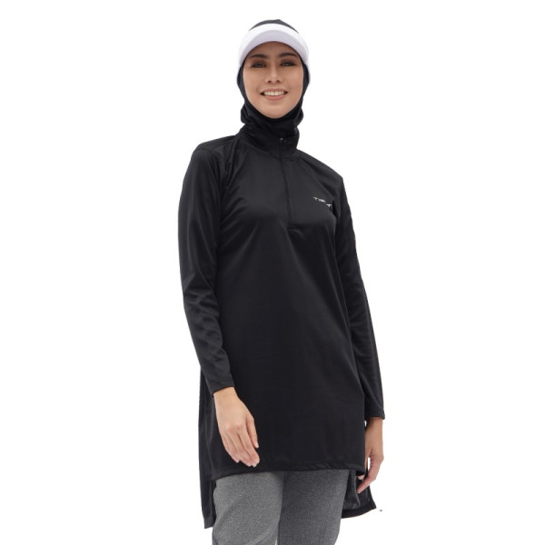 Tiento Baju Kaos Olahraga Long Sleeve Zipper Wanita Muslimah Lari Gym
