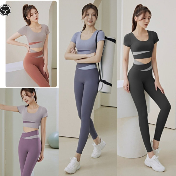 Stella Crop Top & Celana Legging Setelan Baju Olahraga Wanita Yoga Set