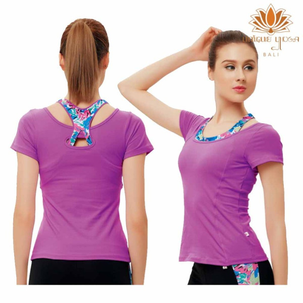 Baju Yoga Import Lengan Pendek DL 96107 / Atasan Olahraga Murah