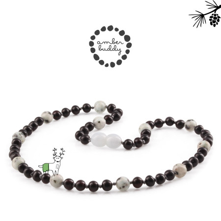 Amber Buddy - JN90 Kalung Amber dengan Kiwi Jasper