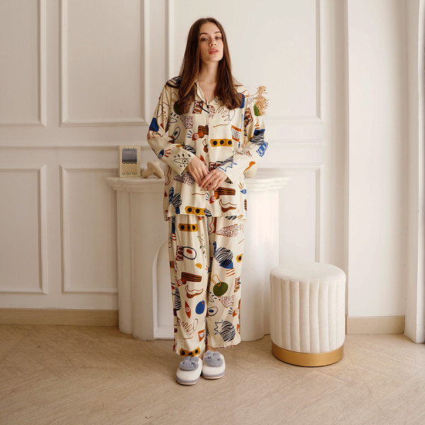 Gayalo - Setelan Piyama Panjang Kancing Busui Rayon Premium - Lunar