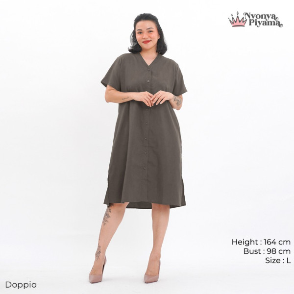 Nyonya Piyama Poly Bamboo Oversized Cozy Dress / Daster Polos Vol 1 - Doppio,S/M