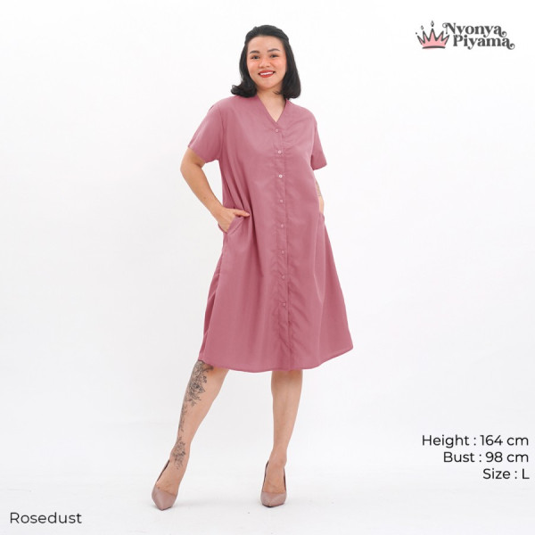 Nyonya Piyama Poly Bamboo Oversized Cozy Dress / Daster Polos Vol 3 - Rosedust,XL