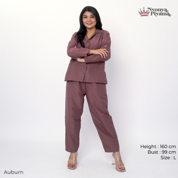 Nyonya Piyama Poly Bamboo Set Piyama Lengan Panjang - Comfy Vol 2 - Auburn, L
