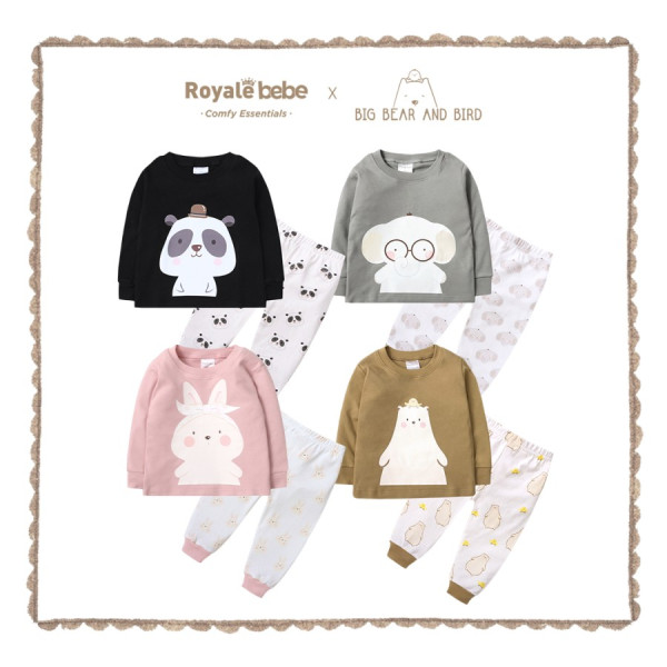 Royale Bebe X Big Bear and Bird Pajamas (Piyama Bayi/Anak) - Happy Elphie, 3 Tahun