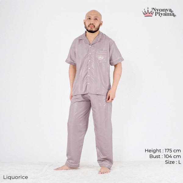 Nyonya Piyama Poly Bamboo Set Piyama Celana Panjang Pria -Herb Series2 - Liquorice, XL