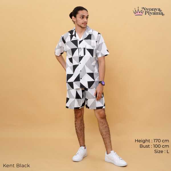 Nyonya Piyama Katun Set Piyama Pria - Kent Black Classic - Set CPD, M
