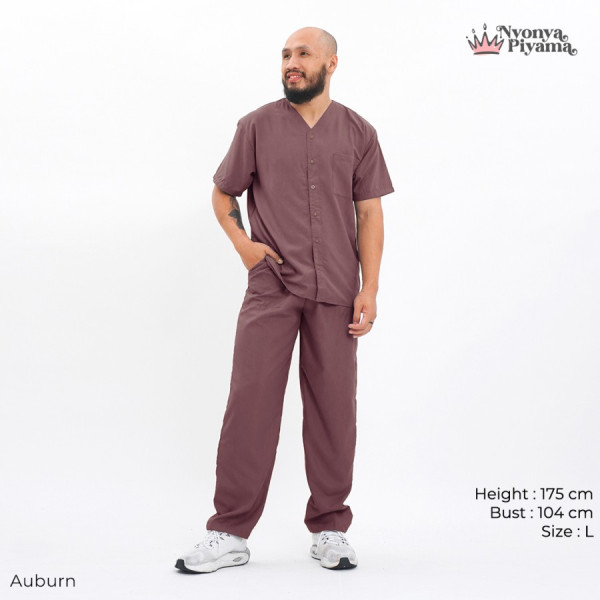 Nyonya Piyama Poly Bamboo Cozy Set Celana Panjang Polos Pria Vol 3 - Auburn,L