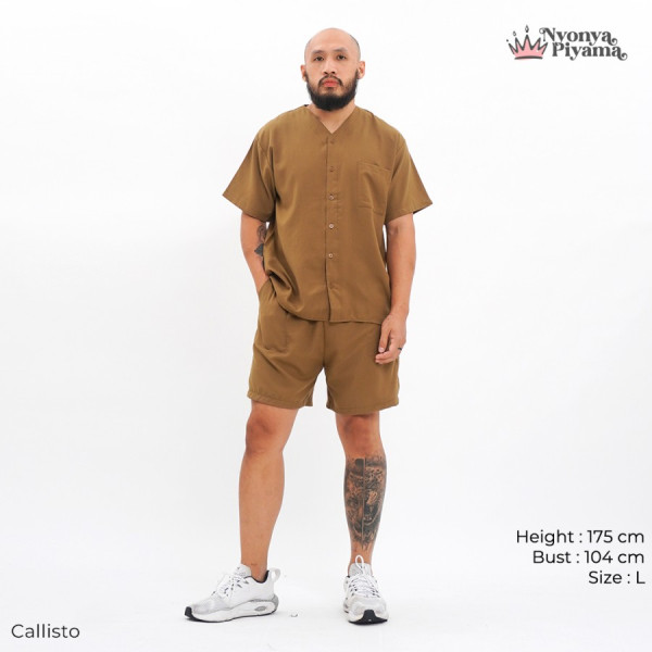 Nyonya Piyama Poly Bamboo Cozy Set Celana Pendek Polos Pria Vol 2 - Callisto,XL