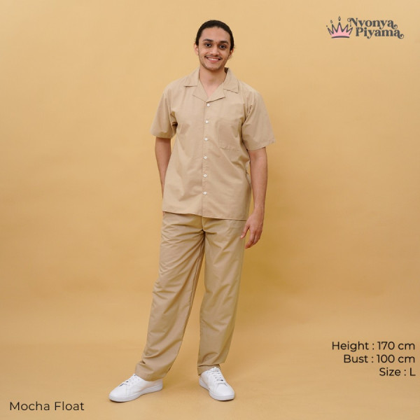 Nyonya Piyama Katun Piyama Celana Panjang Pria - Polos Classic - Mocha Float, XL s/d +-90 kg