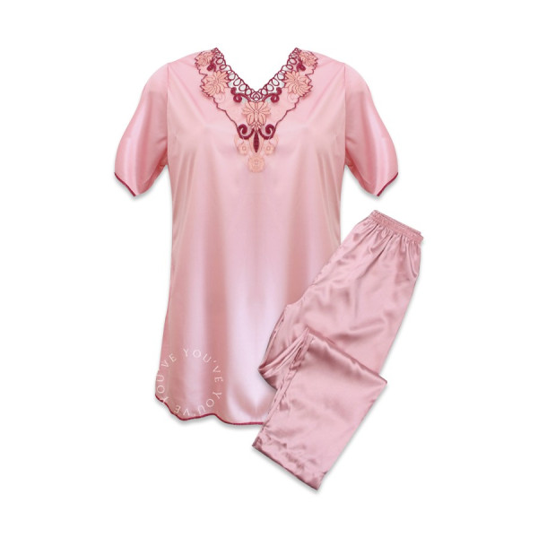 You've (YouHave) Set Baju Tidur Sleepwear Piyama Wanita Satin 110021 - Peach, XXL