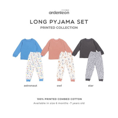 ARDENLEON Piyama Anak Unisex Long Pyjama (Astronot, Owl, Star) - Owl,S