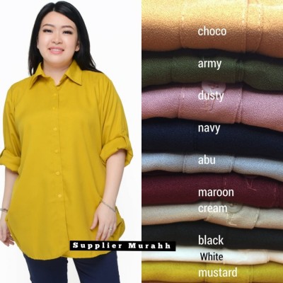 Atasan Kemeja Wanita Terlaris Jumbo LD118cm Fit To XXL Moscrep PREMIUM