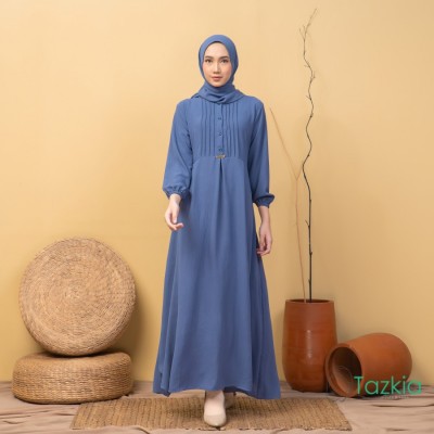 Dress Muslim Wanita Gamis Set Pashmina Azalia Denim Polos Crinkle