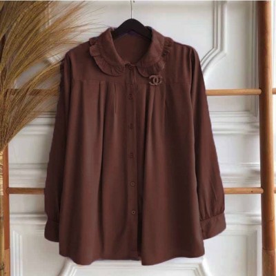 Giovani Blouse Model Kekinian Wanita - Coklat Tua