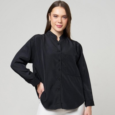 Monellina 601302 Kemeja Wanita Lengan Panjang Putih - Hitam, XXL