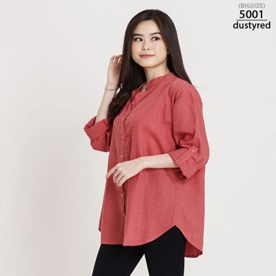 Kemeja Wanita Jumbo Lengan Panjang - Merah, M