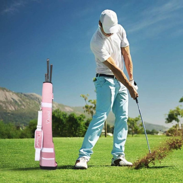 Sunday Bag Beginners Adjustable Strap Pouch Golf Club Travel Bag Pink
