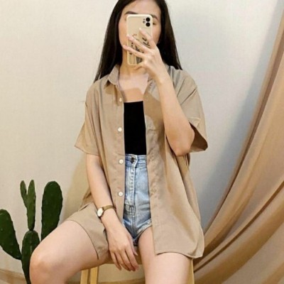 KEMEJA/KEMEJA WANITA DEWASA/LENGAN PENDEK - COKSU, All Size