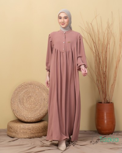 Dress Muslim Wanita | Amelia Milo Gamis Polos Crinkle | Tazkia Hijab