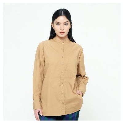 RTW Studio Kemeja Lengan Panjang Wanita Polos Thorshirt Khaki - M