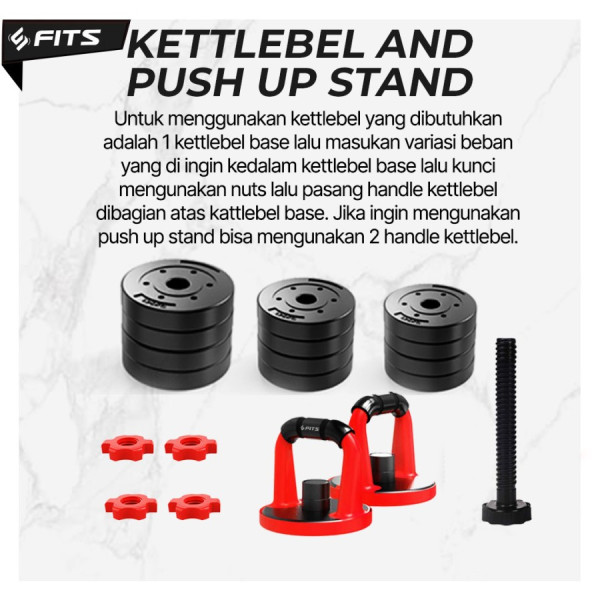 6 in 1 Adjustable 10kg Dumbbell Barbell Set - 3 In 1, 10KG