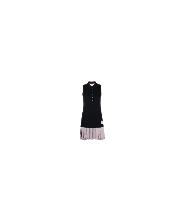 Pleated Skirt Polo Tennis Dress Navy Blue