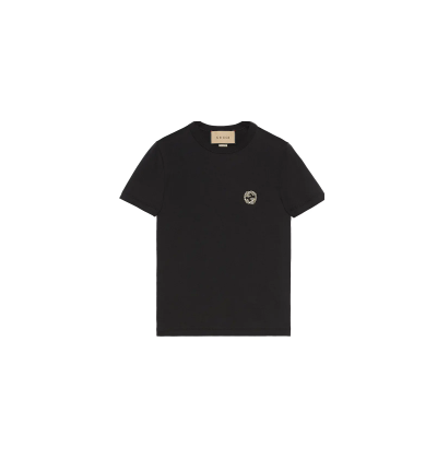 G Crystal Interlocking T-Shirt Black
